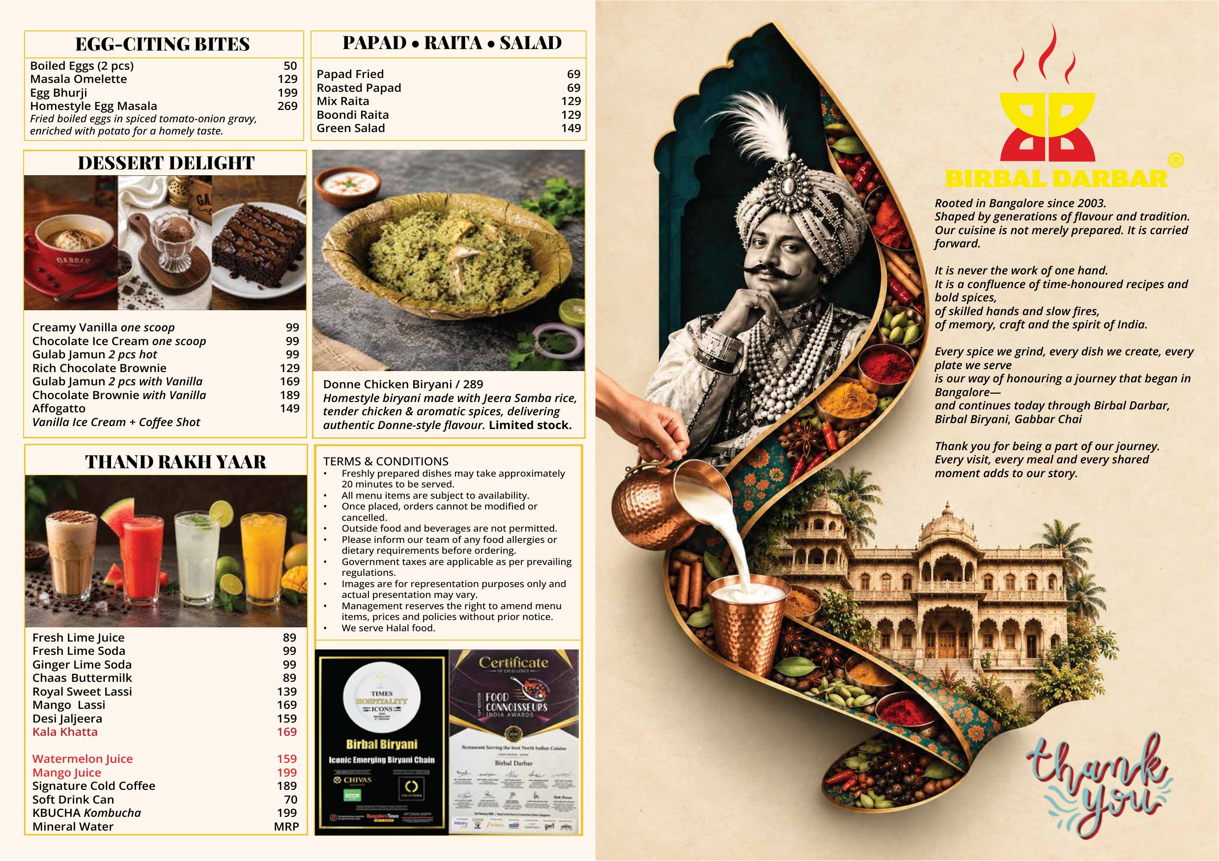 Birbal Biryani menu — Birbal DARBAR GUNJUR — page 2